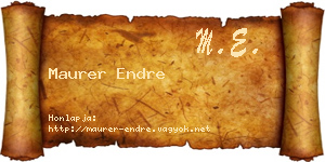 Maurer Endre névjegykártya